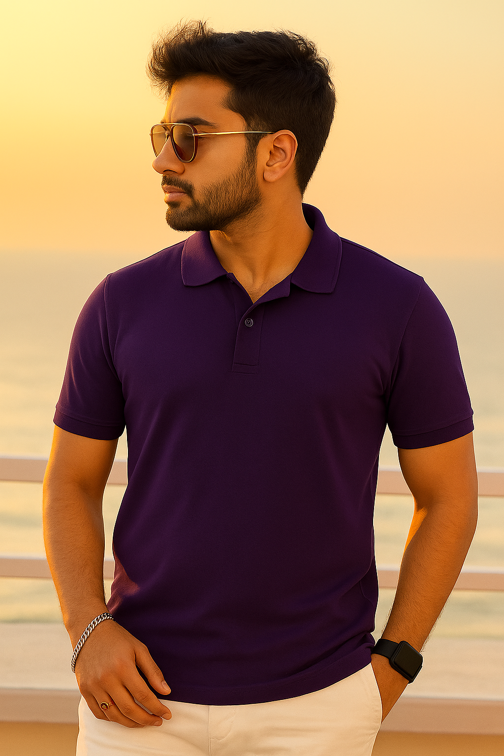 Unisex Purple Polo T-shirt