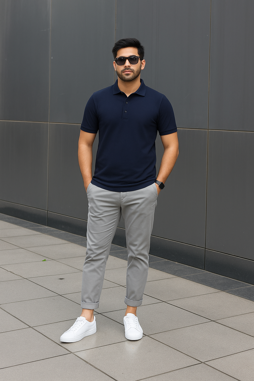 Unisex Navy Blue Polo T-shirt