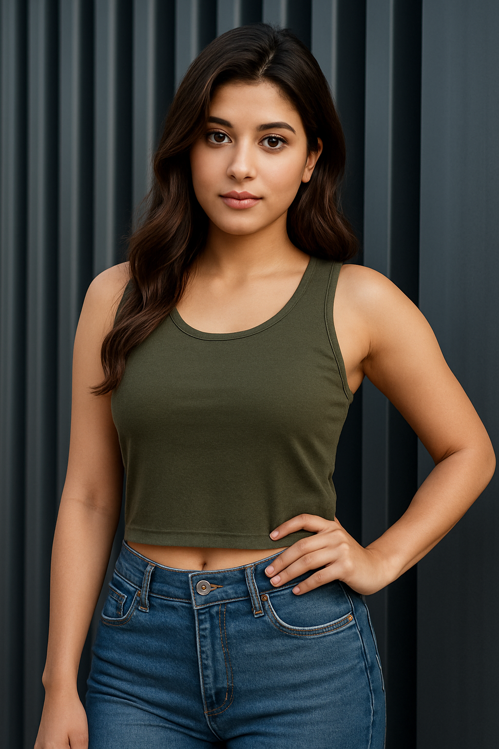 Olive Green Crop Tank