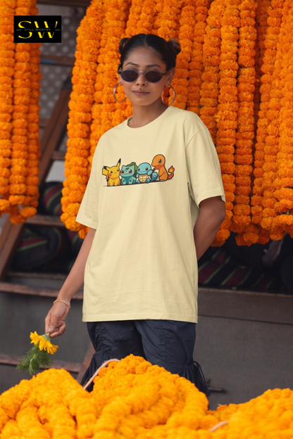 Pikachu & Friends Unisex Oversized Standard T-Shirt