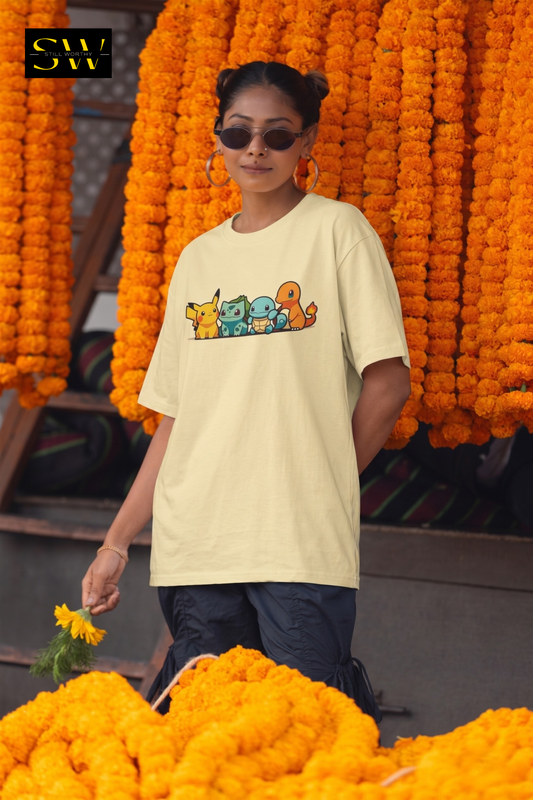 Pikachu & Friends Unisex Oversized Standard T-Shirt