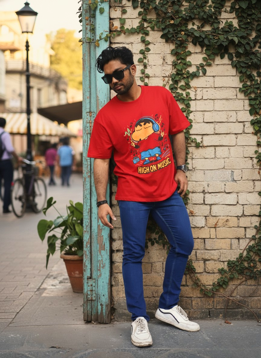 High On Music Shinchan Unisex Oversized Classic T-Shirt