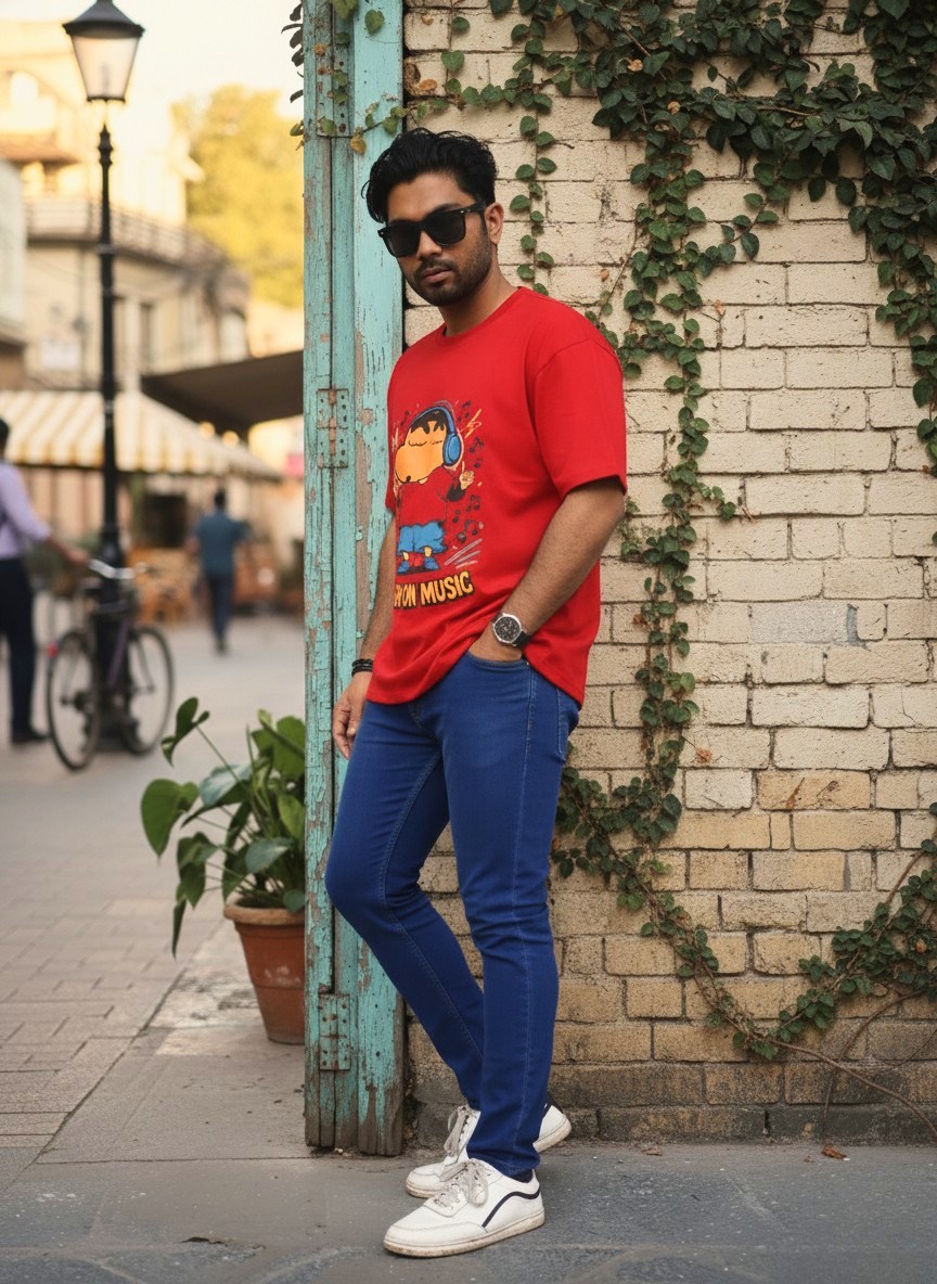 High On Music Shinchan Unisex Oversized Classic T-Shirt