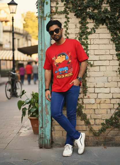 High On Music Shinchan Unisex Oversized Classic T-Shirt