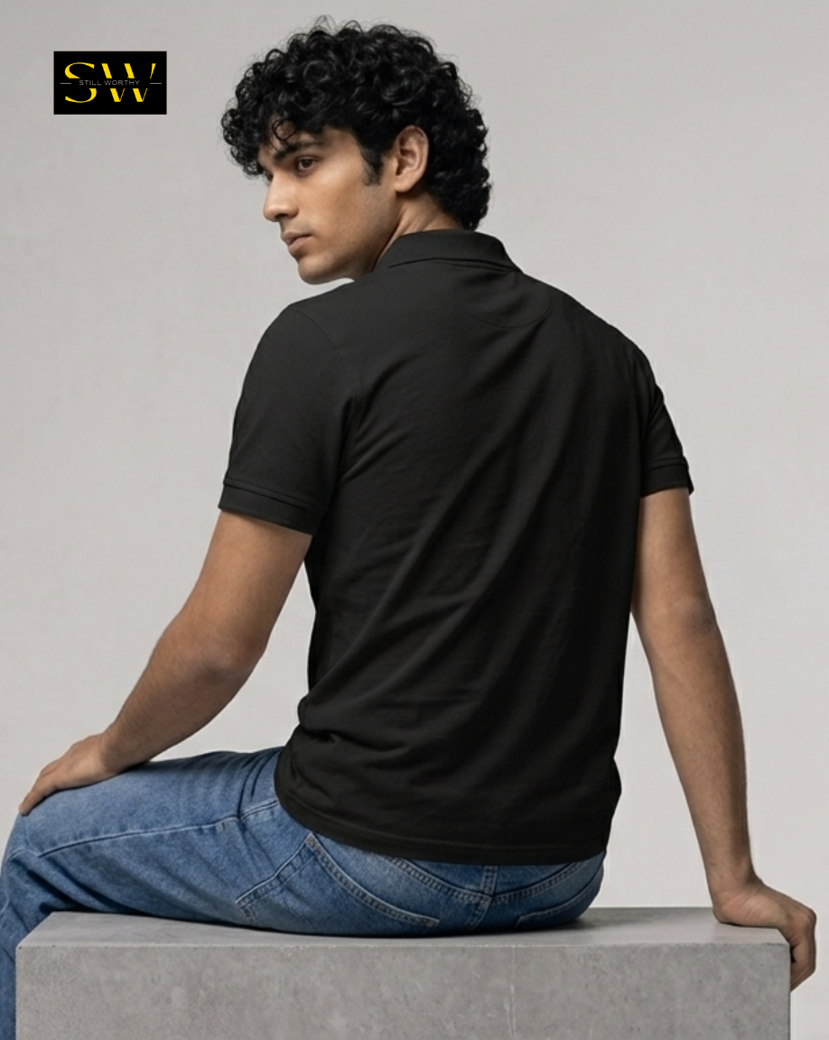 Unisex Black Polo T-shirt