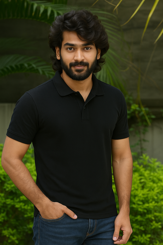 Unisex Black Polo T-shirt