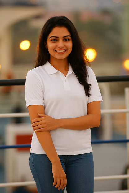 Unisex White Polo T-shirt