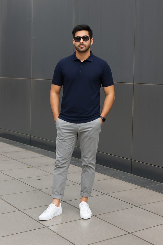 Unisex Navy Blue Polo T-shirt