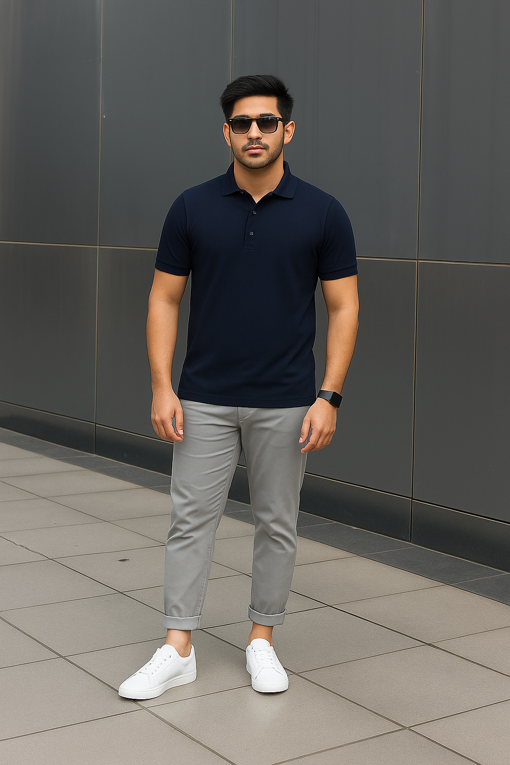 Unisex Navy Blue Polo T-shirt