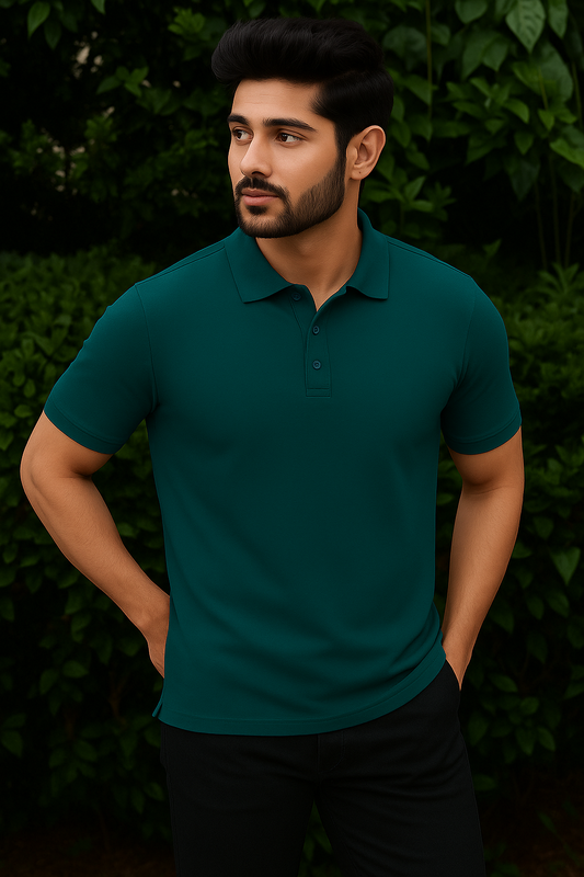 Unisex Petrol Blue Polo T-shirt