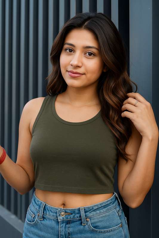 Olive Green Crop Tank